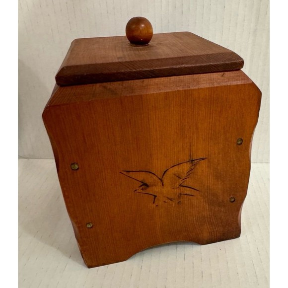 Vintage mushroom handmade merry wooden carved box containers tea sugar with lids - Picture 3 of 10